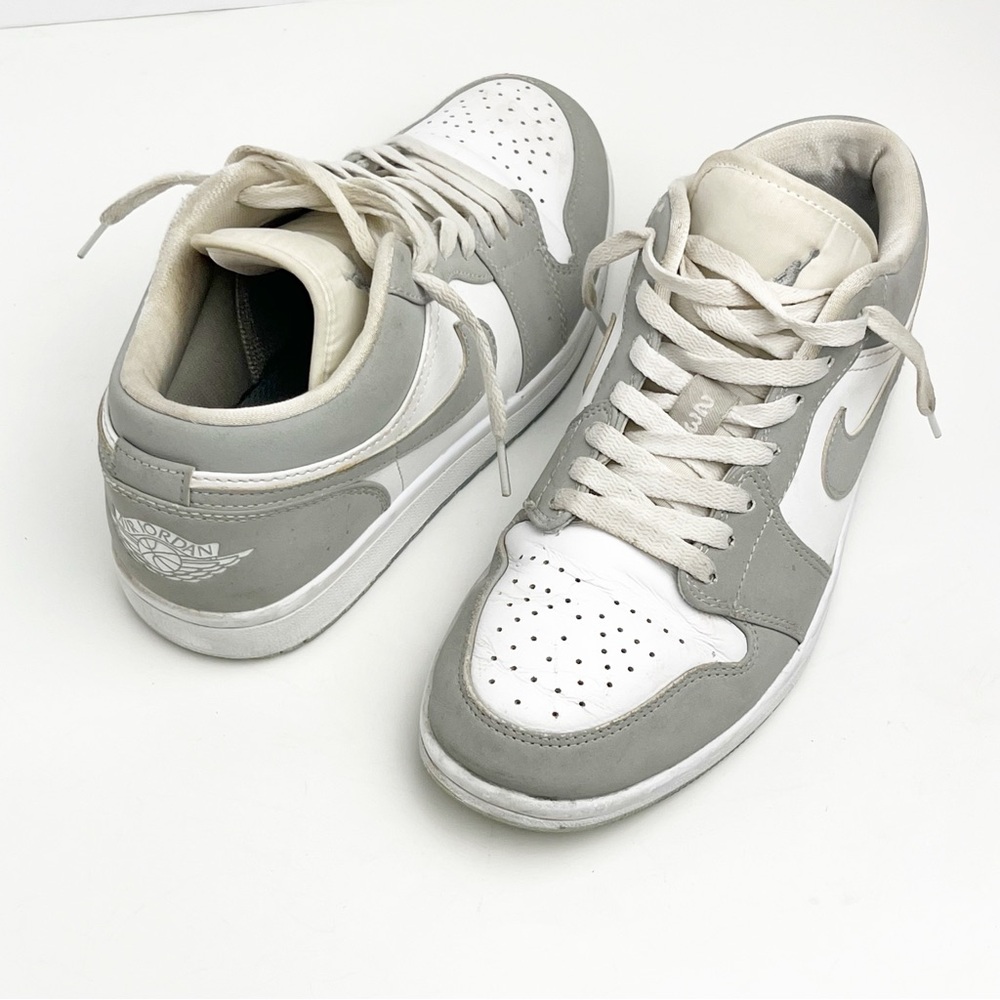 NIKE Jordan 1 Wolf Gray White Low Top Lace Up Sneakers #DC0774-105, Size 6.5